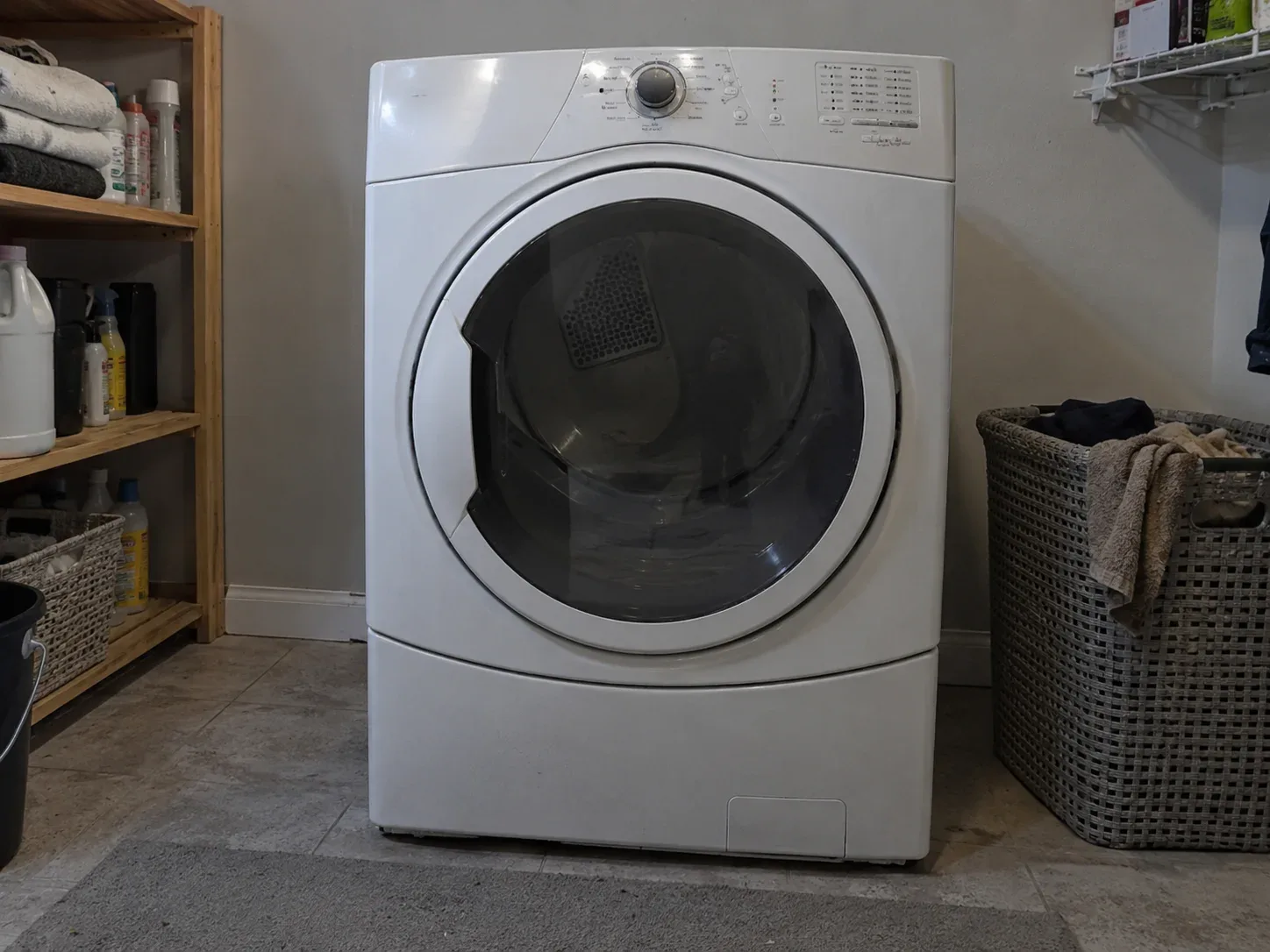 Clothes dryer in a Garland laundry room